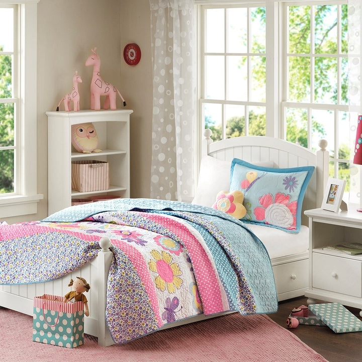 Gracie Mills Alara Springtime Reversible Quilt Set Twin Flowers Polka Dots GRACE-5961 Image 4