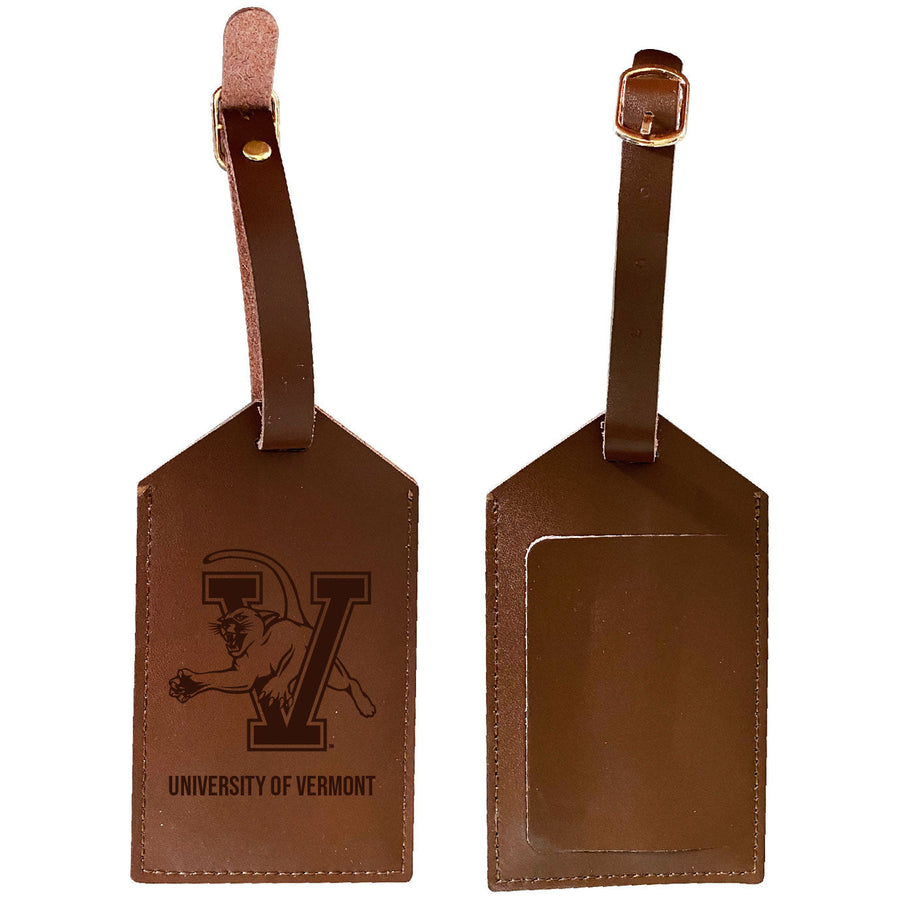 Vermont Catamounts Leather Luggage Tag Engraved Officially Licensed Collegiate Product Image 1