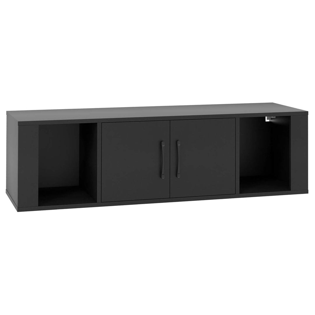 Wall Mounted Floating Desk Hutch Wall Shelf Cabinet Storage Shelves 2 Door Image 8