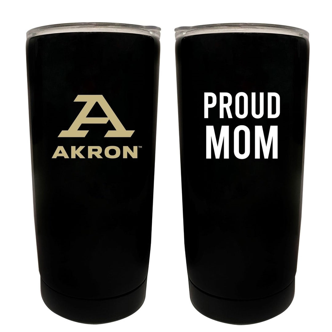 Akron Zips NCAA Insulated Tumbler - 16oz Stainless Steel Travel Mug Proud Mom Design Black Image 1