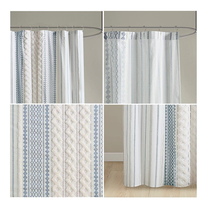 Gracie Mill s Alto Cotton Printed Shower Curtain with Chenille - GRACE-13523 Image 3