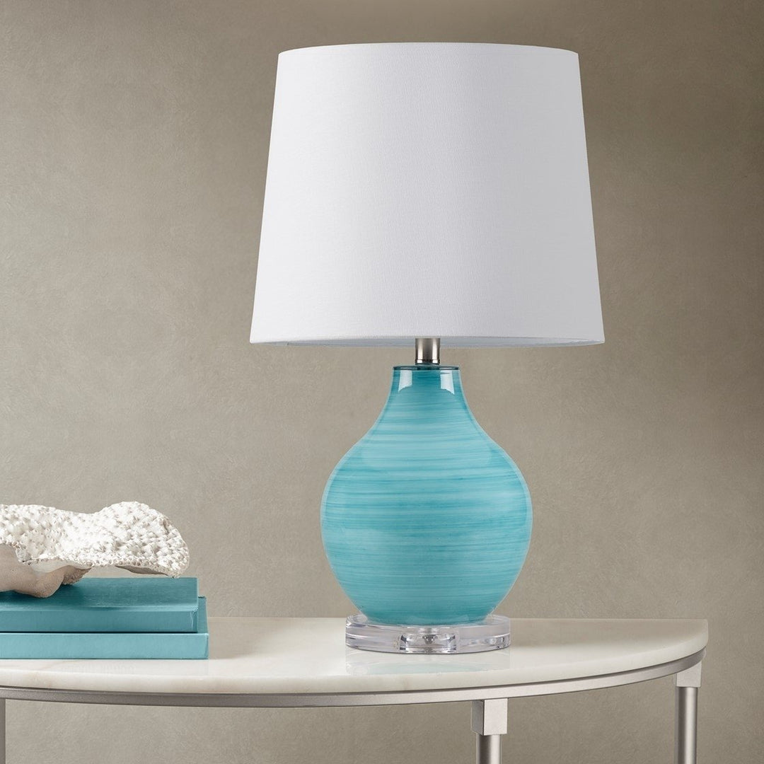 Gracie Mills Lena Aqua Swirl Elegance Blown Glass Table Lamp - GRACE-15784 Image 4