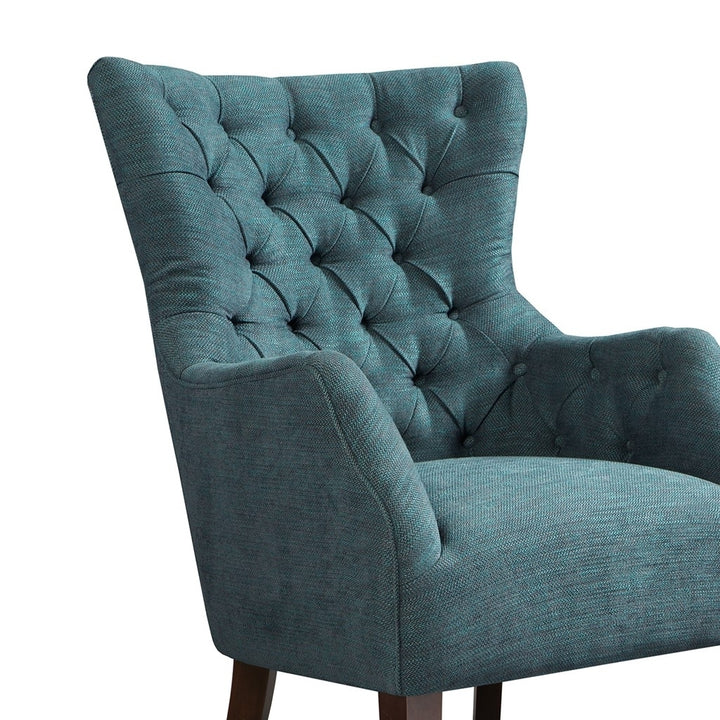 Gracie Mills Herringbone Wing Chair Button Tufted Flared Arms GRACE-3388 Image 1