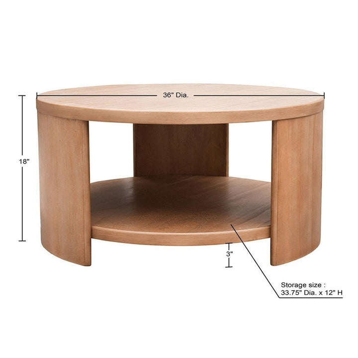Gracie Mills Jacobs Round Wood Coffee Table with Shelf - GRACE-15801 Image 3