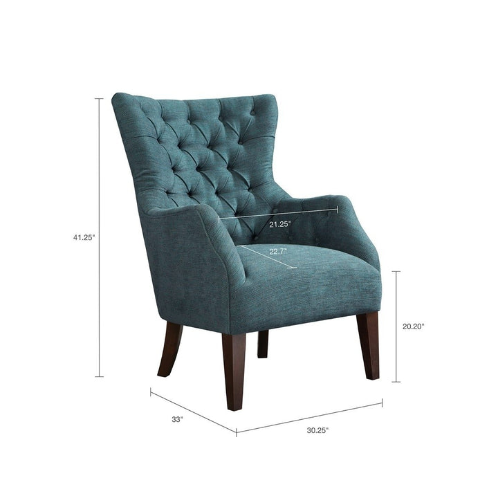 Gracie Mills Herringbone Wing Chair Button Tufted Flared Arms GRACE-3388 Image 3