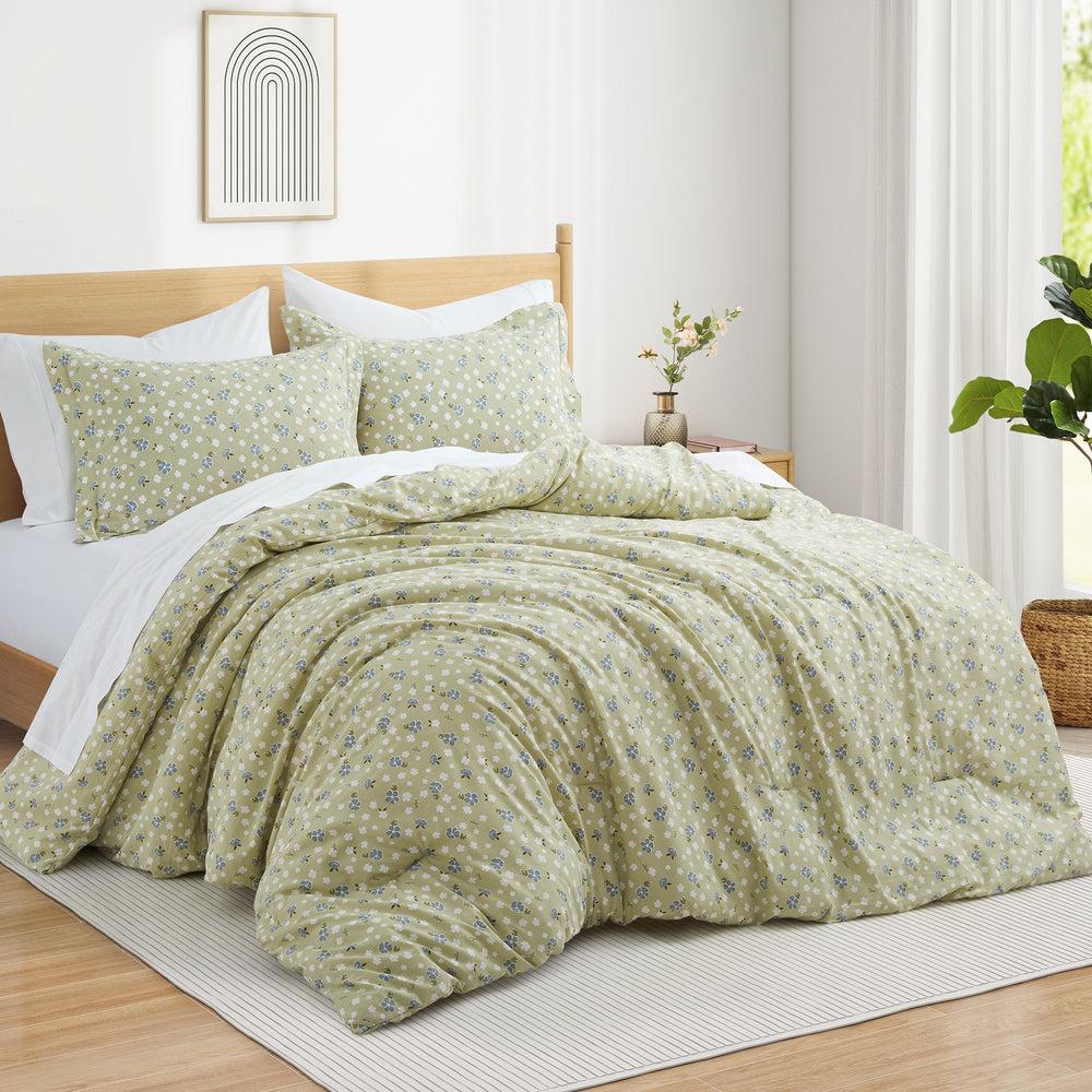 Floral Bedding Comforter Sets, 2 or 3 Pieces Soft Botanical Flowers Comforter with Pillow Sham Image 2