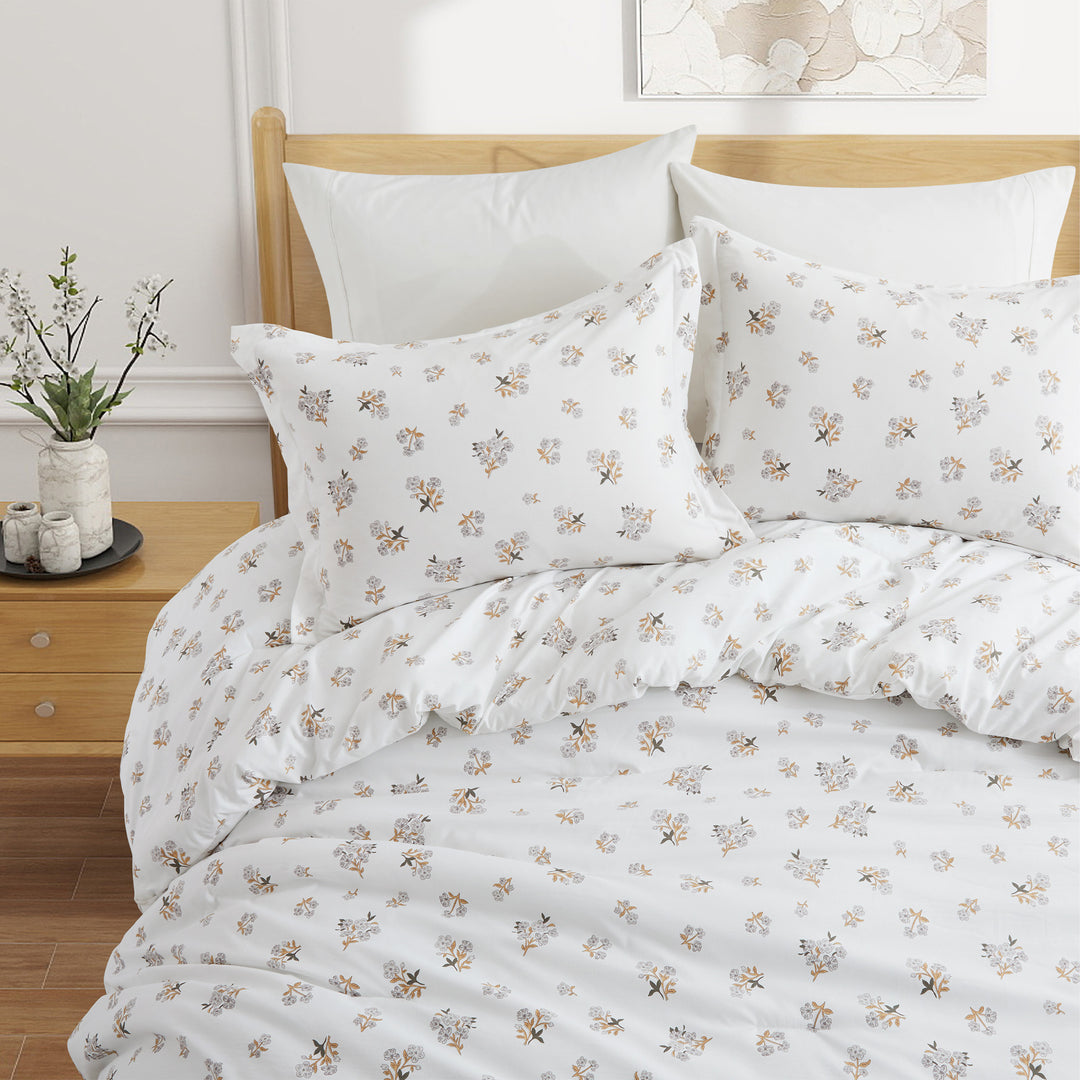 2 or 3 Pieces Soft Botanical Floral Comforter with Pillow Sham, Cozy Bedding Comforter Sets Image 4