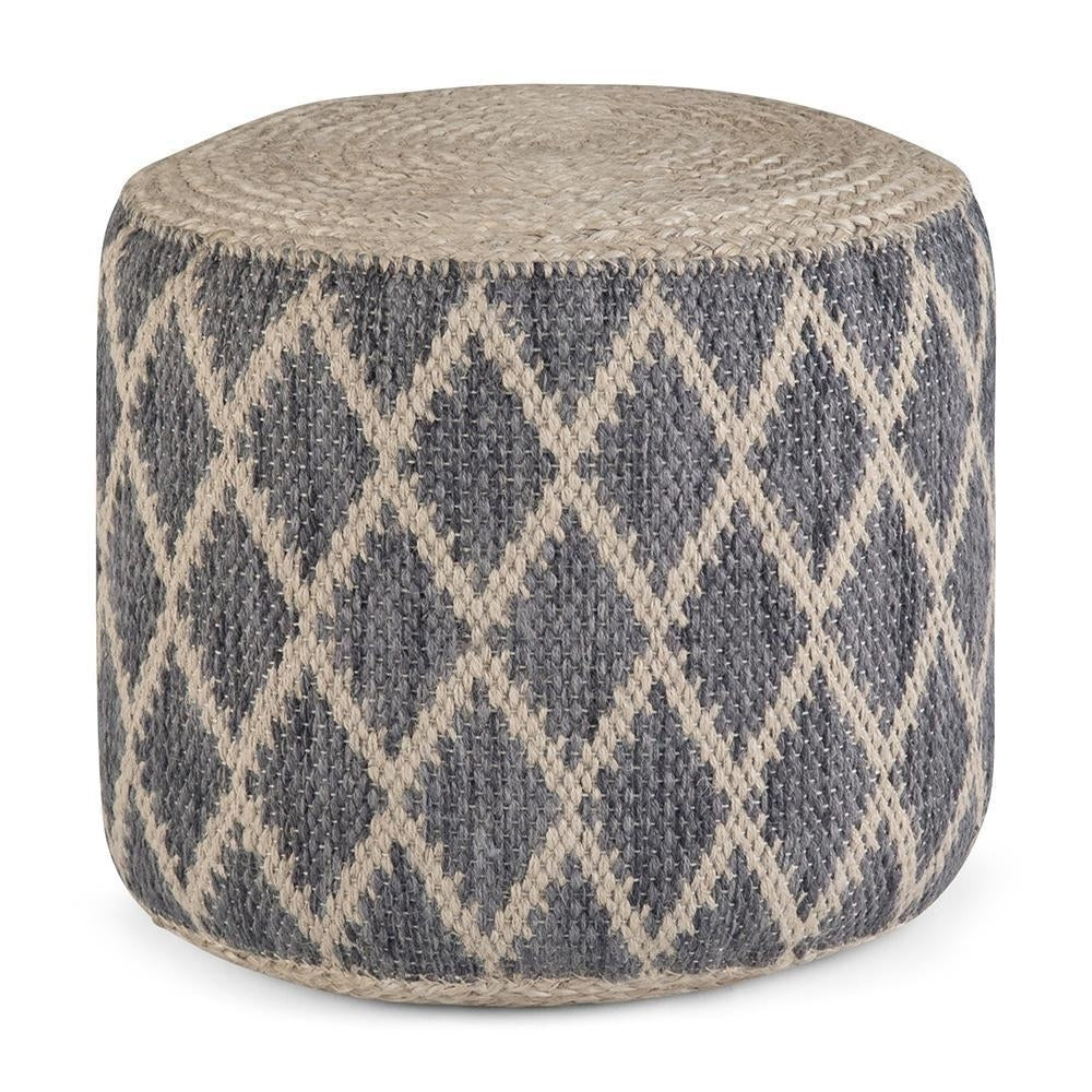 Edgeley Round Pouf Handwoven Jute and Cotton 18 inch Accent Floor Seat Image 2