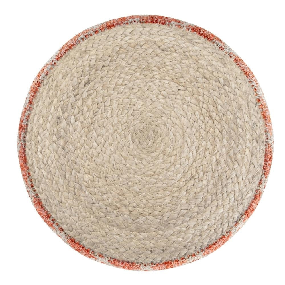 Edgeley Round Pouf Handwoven Jute and Cotton 18 inch Accent Floor Seat Image 11