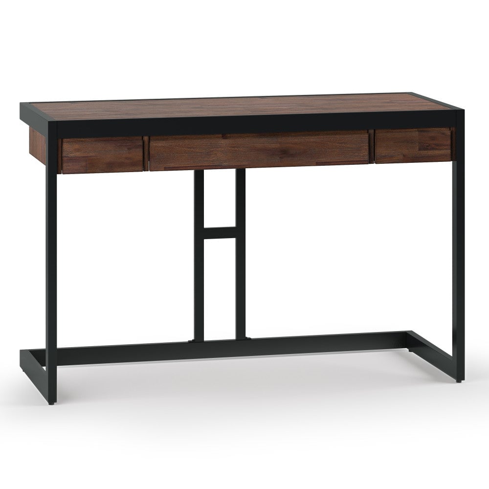 Erina Small Desk Acacia Wood Industrial Design 48x22x31in Keyboard Tray Image 1