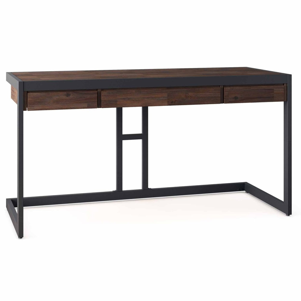 Erina Desk Acacia Wood Industrial 60 Inch with Keyboard Tray and Drawers Image 2