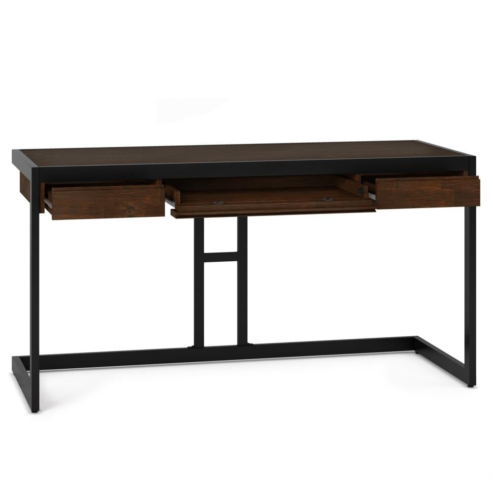 Erina Desk Acacia Wood Industrial 60 Inch with Keyboard Tray and Drawers Image 1