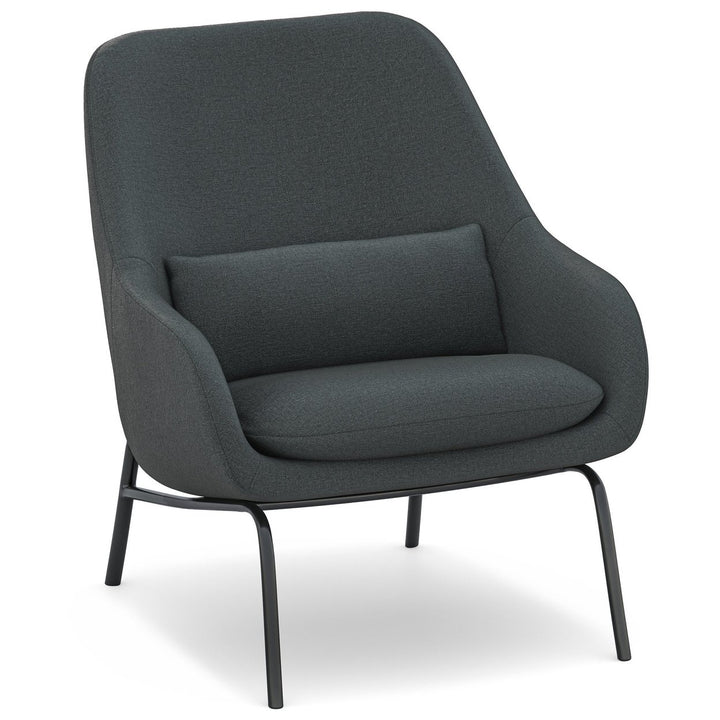 Elmont Accent Chair Modern Curvy Design Soft Cushioned Seat Metal Base Grey Image 1