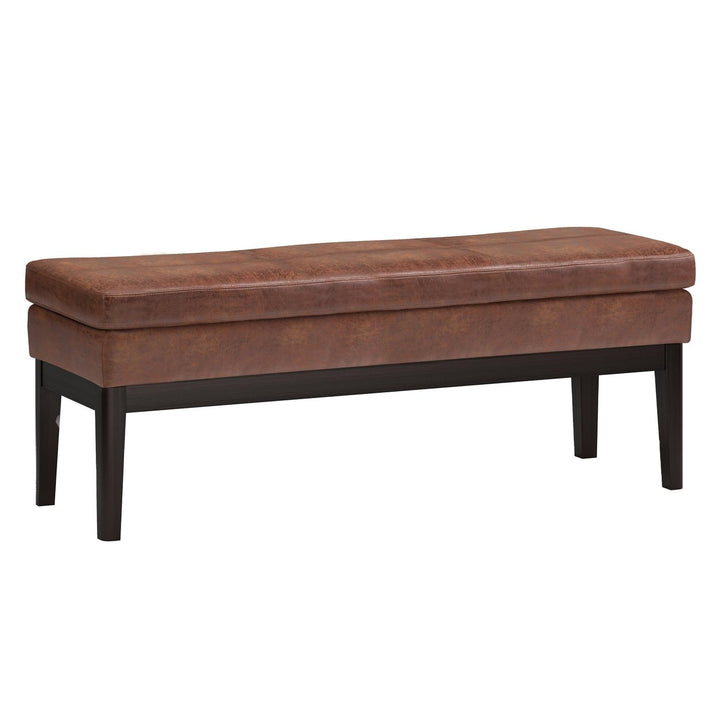 Carlson Ottoman Bench Modern Fabric Upholstered Solid Wood Frame Entryway Living Room Image 1