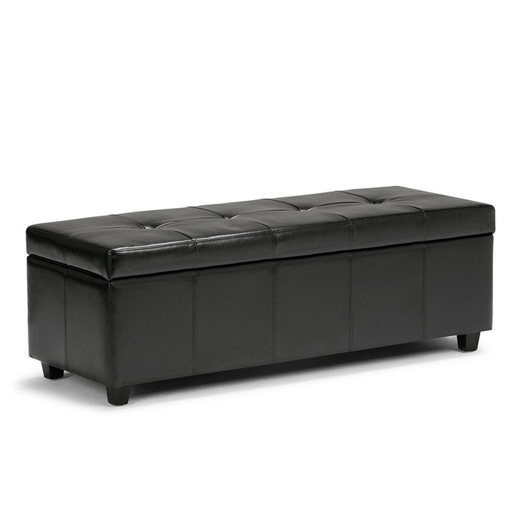 Castleford Storage Ottoman Vegan Leather 48in Rectangular Large Tufted Bench Image 1