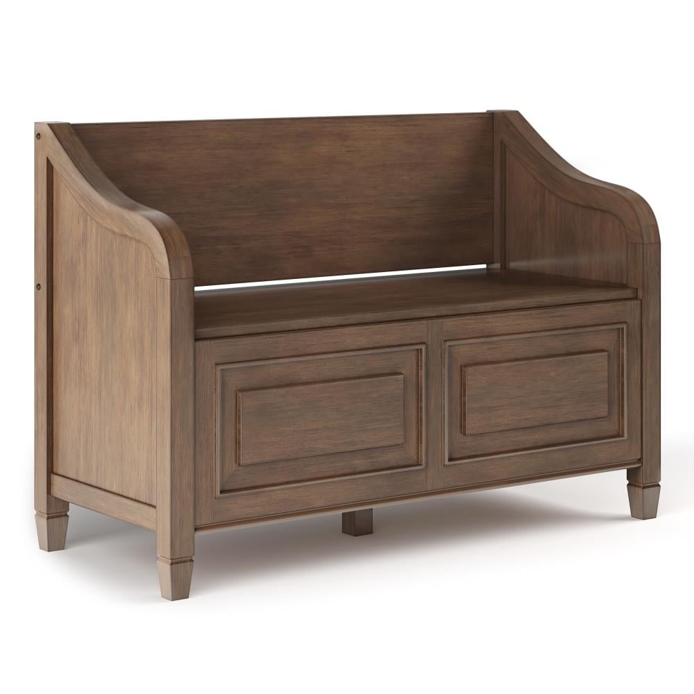 Connaught Entryway Storage Bench Solid Wood 42 Inch Flip Lid Dark Stain Image 1