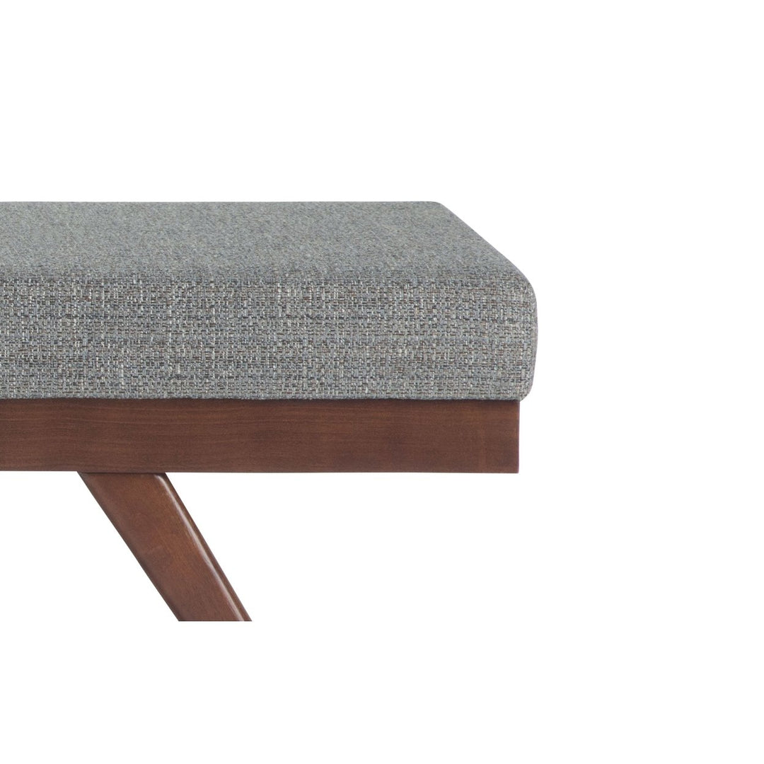 Chanelle Ottoman Bench Tweed Fabric Mid Century Modern 47.75in Solid Wood Image 10