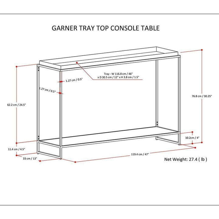 Garner Console Table Modern Industrial 47 inch Removable Tray Metal Frame Image 10