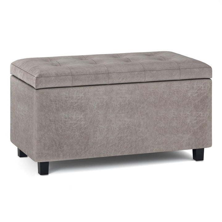 Cosmopolitan Storage Ottoman Distressed Vegan Leather Large 33.5 Inch Rectangular Image 3