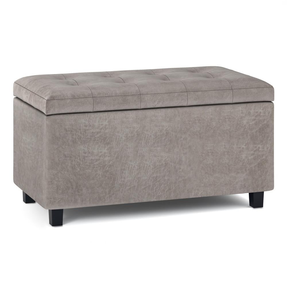 Cosmopolitan Storage Ottoman Distressed Vegan Leather Large 33.5 Inch Rectangular Image 1