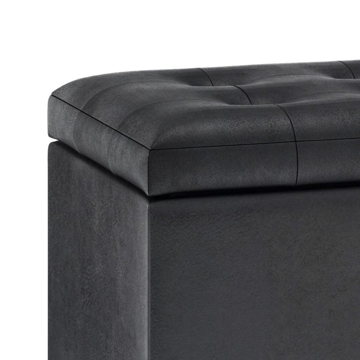 Cosmopolitan Storage Ottoman Distressed Vegan Leather Large 33.5 Inch Rectangular Image 6