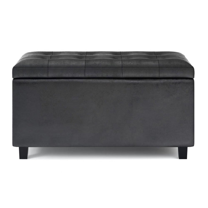 Cosmopolitan Storage Ottoman Distressed Vegan Leather Large 33.5 Inch Rectangular Image 7