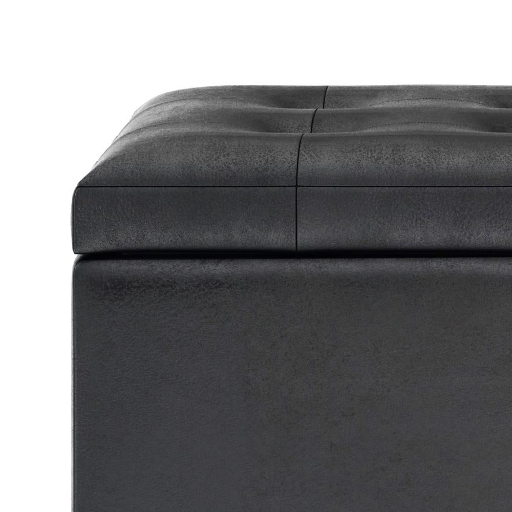 Cosmopolitan Storage Ottoman Distressed Vegan Leather Large 33.5 Inch Rectangular Image 8