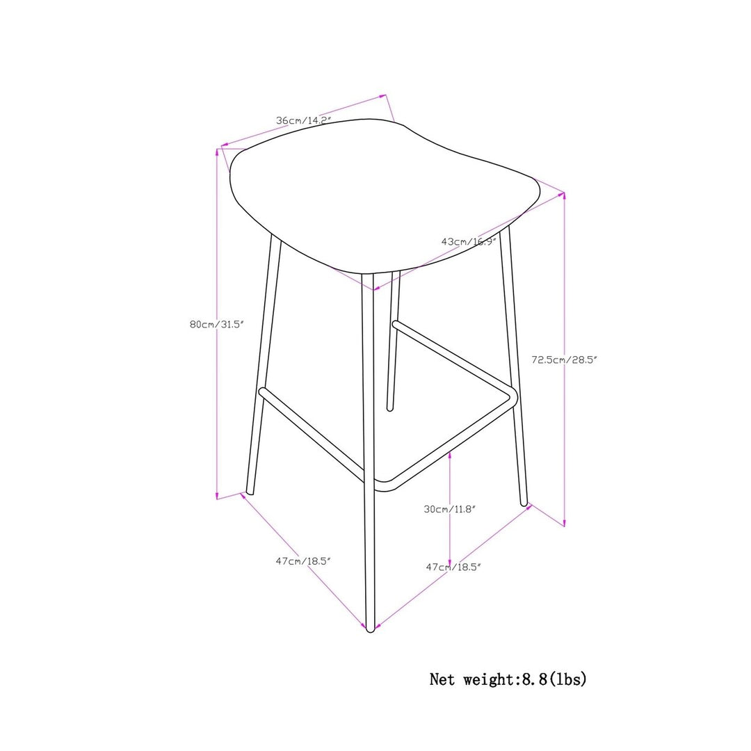 Dafney Bar Stool Set of 2 Low Back Upholstered Foam Seat Steel Legs Image 12