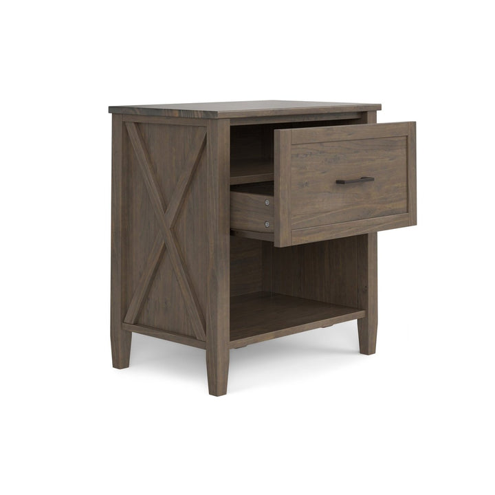 Ela Bedside Table Solid Wood Nightstand with Drawer and Open Shelf Storage Image 3