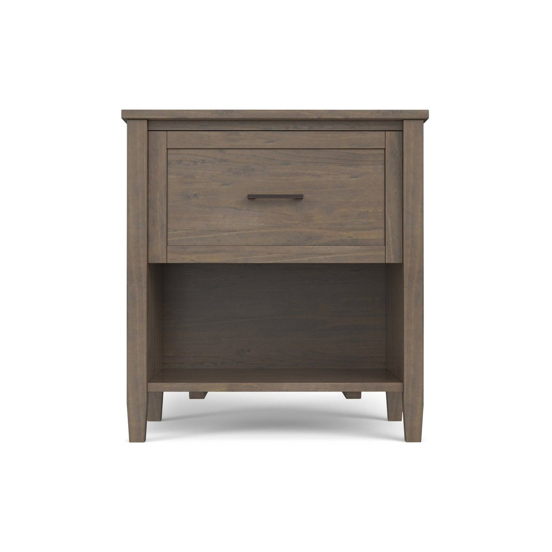 Ela Bedside Table Solid Wood Nightstand with Drawer and Open Shelf Storage Image 4