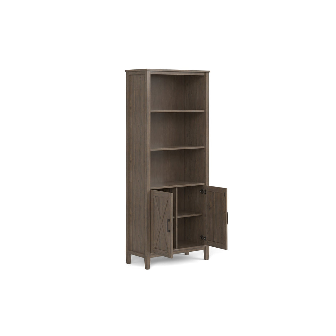 Ela Bookcase with Storage Solid Hardwood Two Open Shelves Adjustables Shaker Doors Image 2