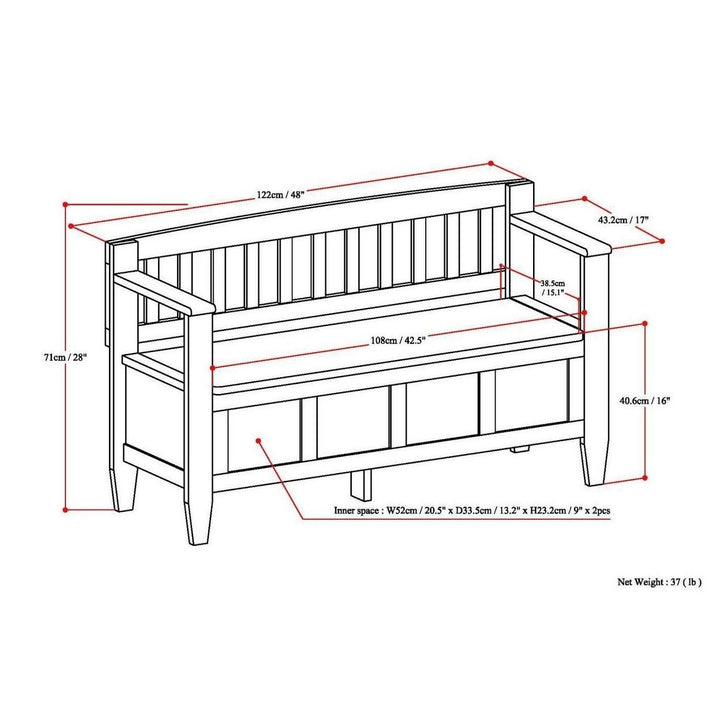 Brooklyn Entryway Storage Bench Solid Wood Lift Top 48 Inch Contemporary Design Image 12