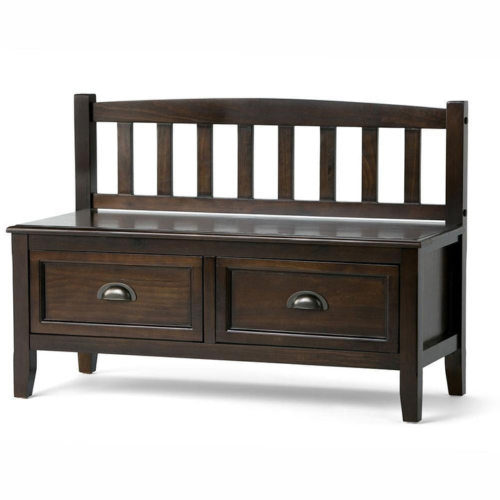 Burlington Entryway Storage Bench Solid Wood 2 Drawers 42 inch Traditional Design Image 1