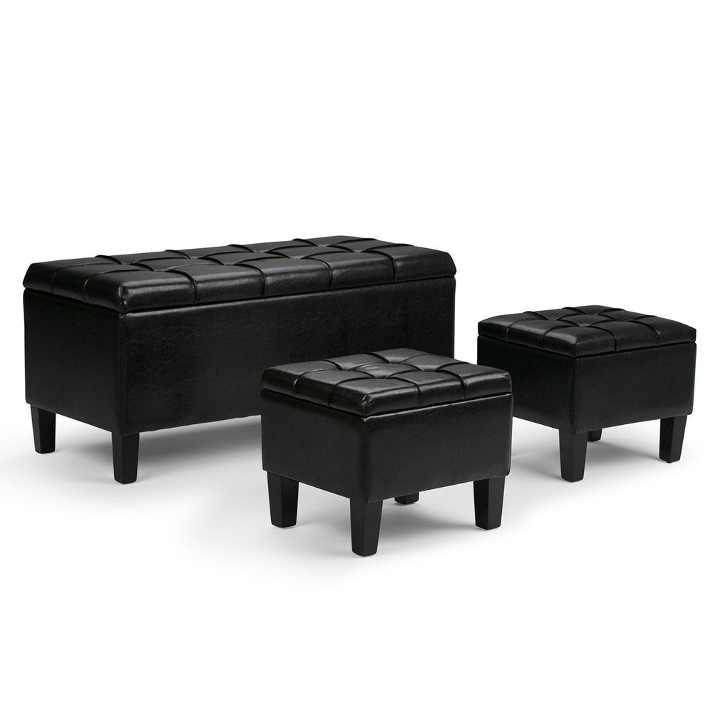 Dover 3 Pc Storage Ottoman in Vegan Leather Image 2