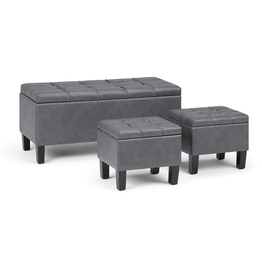 Dover 3 Pc Storage Ottoman in Vegan Leather Image 3