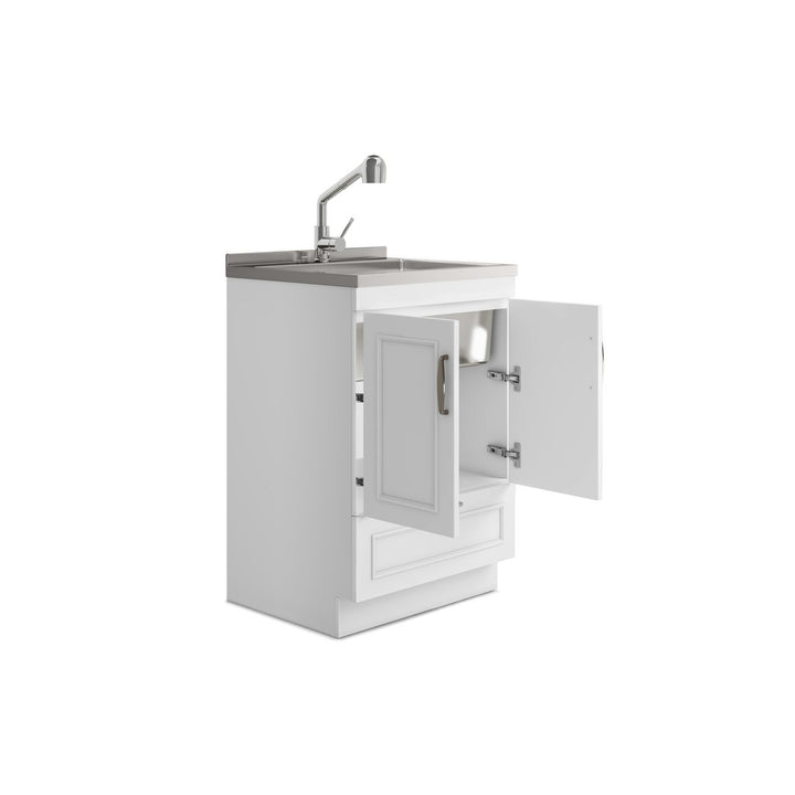 Cardinal 24 Inch White Laundry Cabinet with Sink and Stainless Steel Faucet Image 5