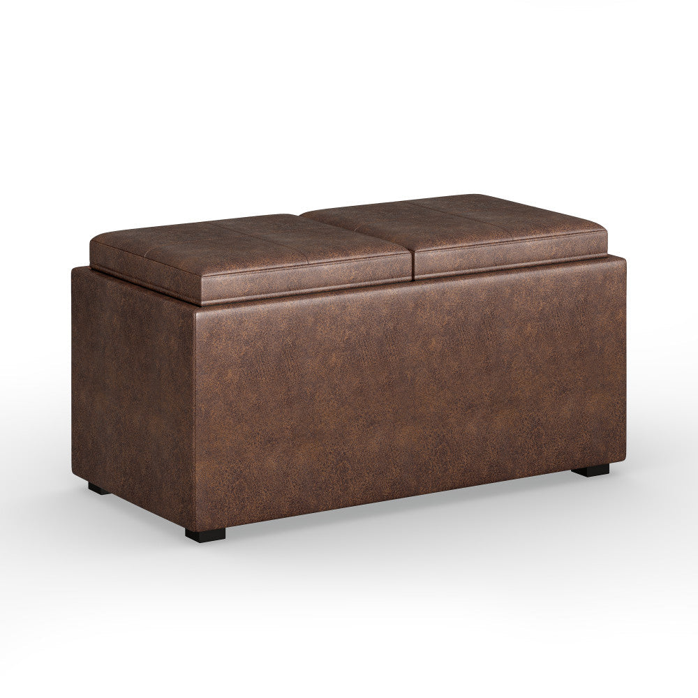 Avalon 5 Pc Storage Ottoman in Distressed Vegan Leather Image 2