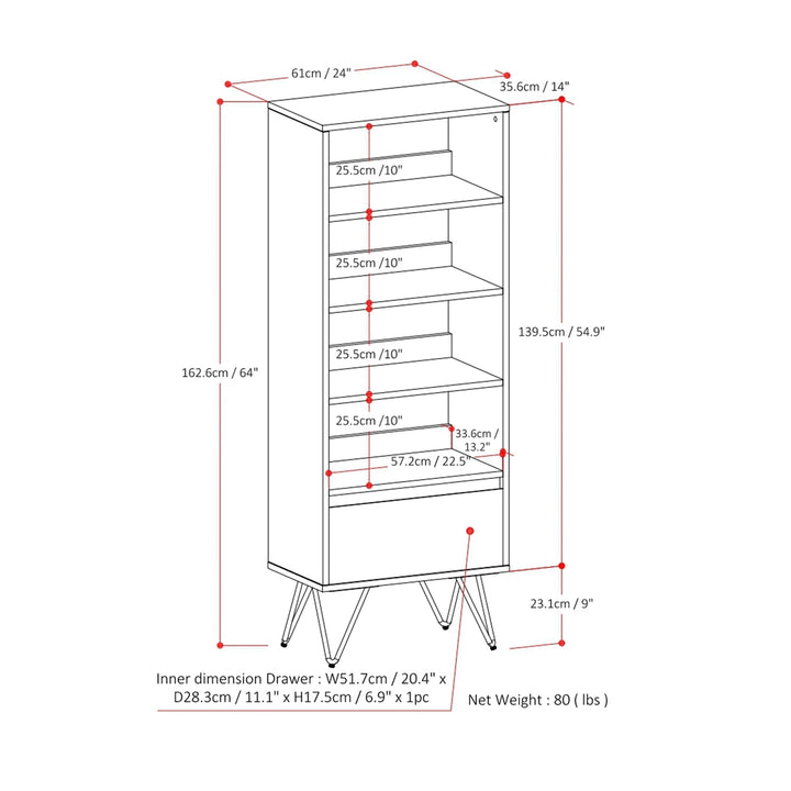 Chase Tall Bookcase in Acacia Image 12