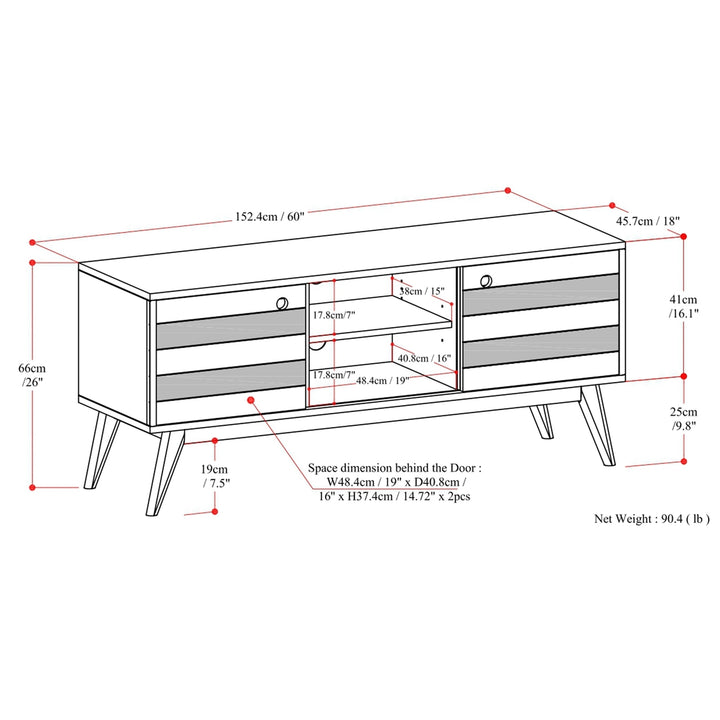 Clarkson Low TV Stand Acacia Wood Rustic Natural Finish for 65 inch TV Image 12