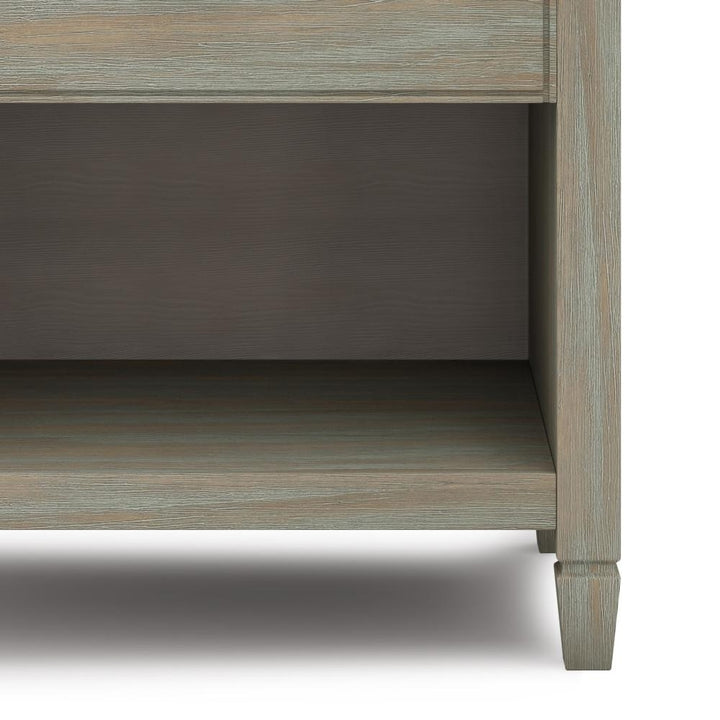 Connaught Bedside Table Solid Wood Nightstand with 2 Drawers and Open Shelf 16x24x26 Image 4