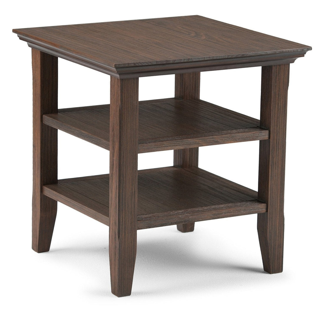 Acadian End Table Solid Wood 2 Shelf 19" Rustic Contemporary Living Room Bedroom Image 4