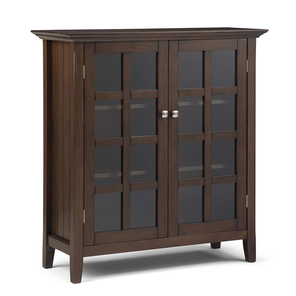 Acadian Medium Storage Cabinet Solid Wood with Glass Doors Adjustable Shelves Image 1