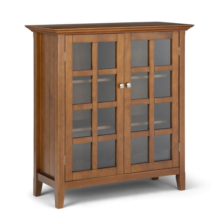 Acadian Medium Storage Cabinet Solid Wood with Glass Doors Adjustable Shelves Image 1