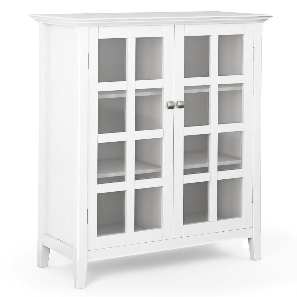 Acadian Medium Storage Cabinet Solid Wood with Glass Doors Adjustable Shelves Image 1