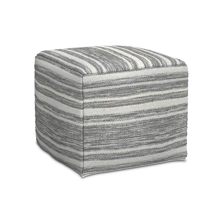 Carina Square Woven Pouf Handwoven Wool Ottoman Extra Seating Image 3