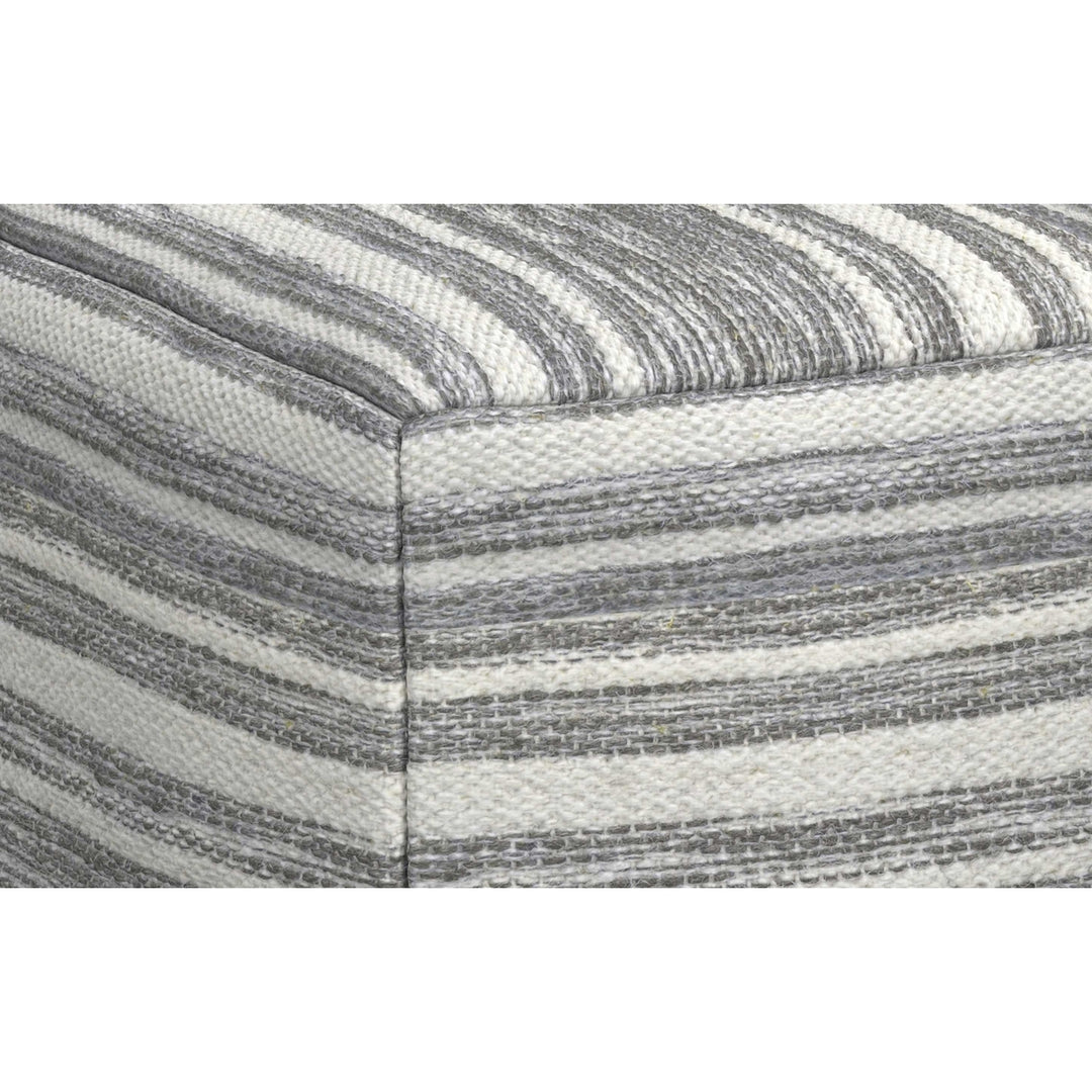 Carina Square Woven Pouf Handwoven Wool Ottoman Extra Seating Image 4