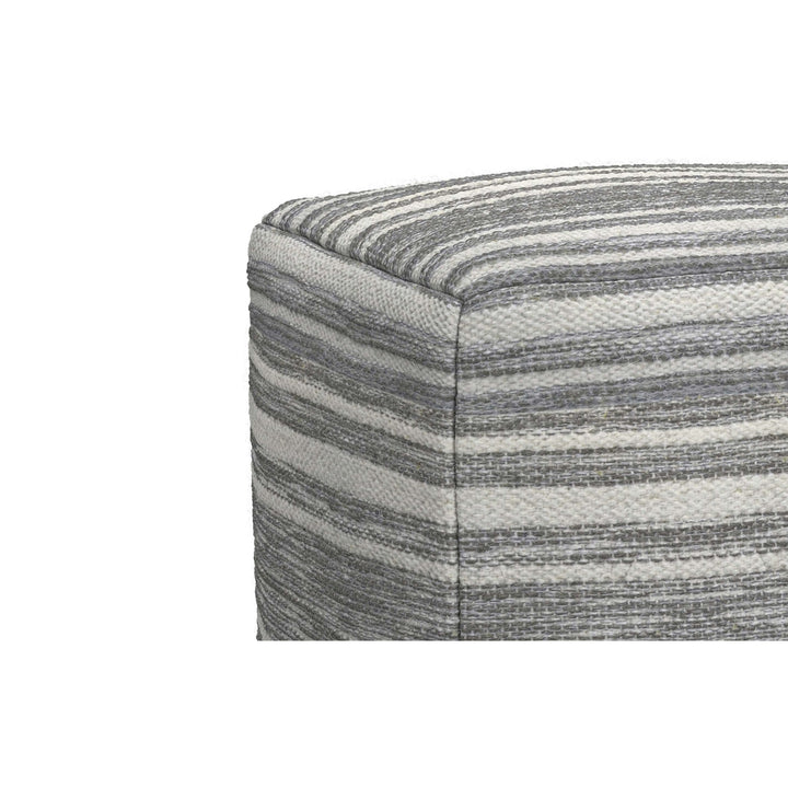 Carina Square Woven Pouf Handwoven Wool Ottoman Extra Seating Image 6