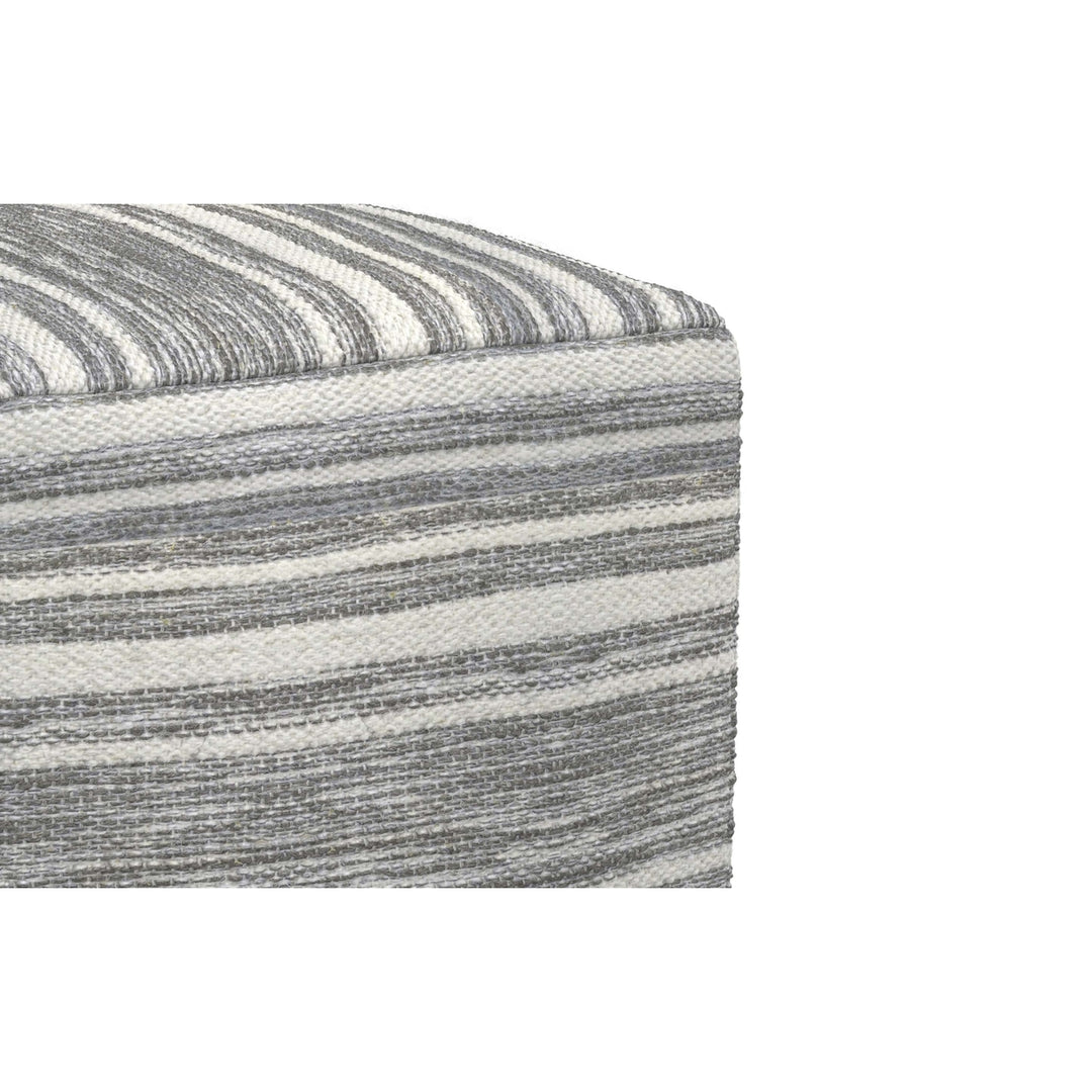 Carina Square Woven Pouf Handwoven Wool Ottoman Extra Seating Image 9