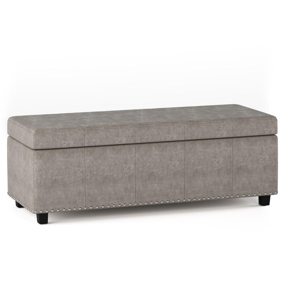 Kingsley Large Storage Ottoman Bench in Distressed Vegan Leather Image 2