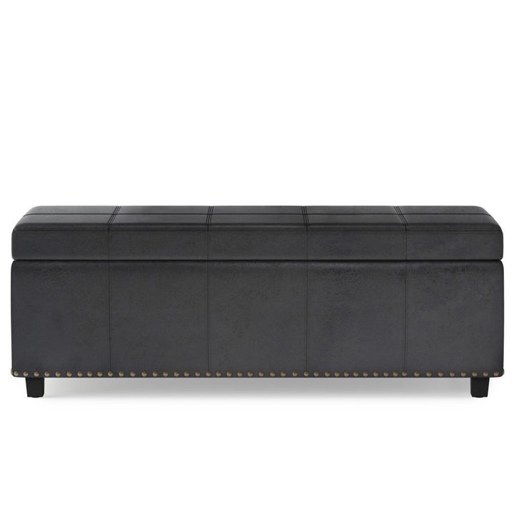 Kingsley Large Storage Ottoman Bench in Distressed Vegan Leather Image 5